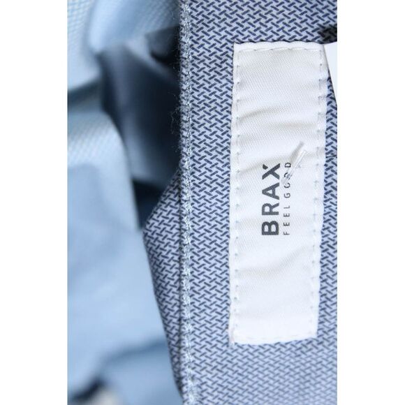 Brax Feel Good Mens Bozen Crosshatch Print Flat Front Chino Shorts Blue Size 40 - Picture 4 of 6